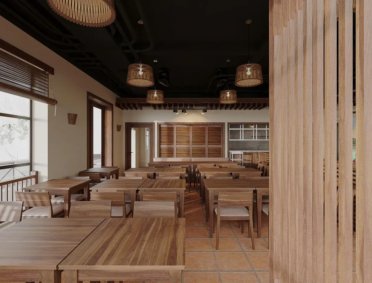 Main dining room at Viet Saveurs Vietnamese restaurant in Montreal